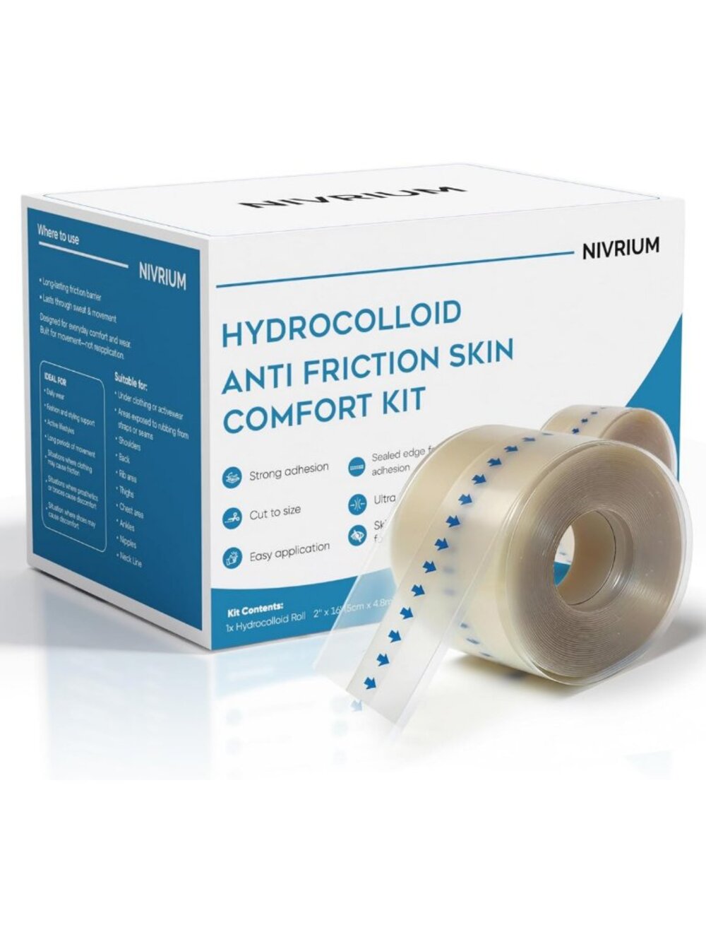 Nivrium Hydrocolloid Anti-Friction Skin Comfort Kit, Cushioned Skin Barrier Tape